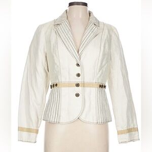 Coldwater Creek cotton linen mixed media Cream Women's Jacket size 12 cream
